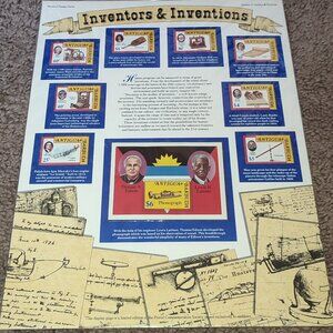 Mint Stamps Panel Inventions Inventors Vintage Collectible Ephemera Academia MNH